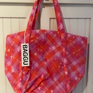 BAGGU Pink Star Plaid Standard Cloud NWT
